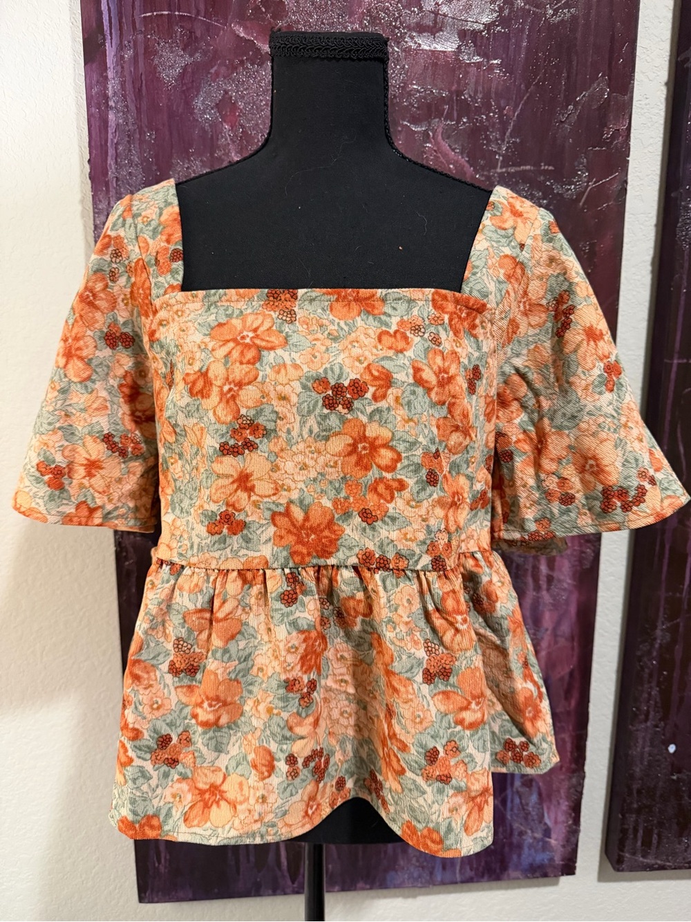 Floral Fields Babydoll Blouse - Square-Neck Floral Top